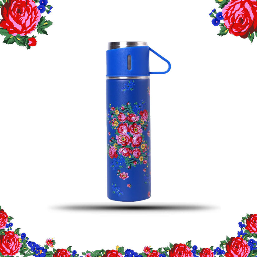 17 Oz Kokum Floral Vacuum Flask with Carry Handle