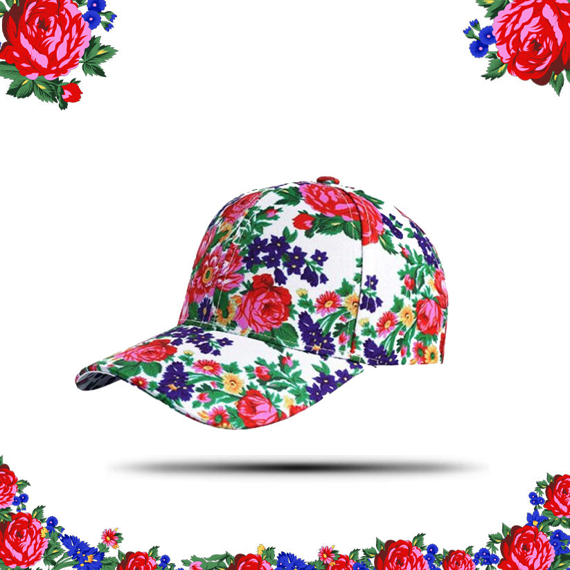 Gorra de béisbol con arte floral de Kokum