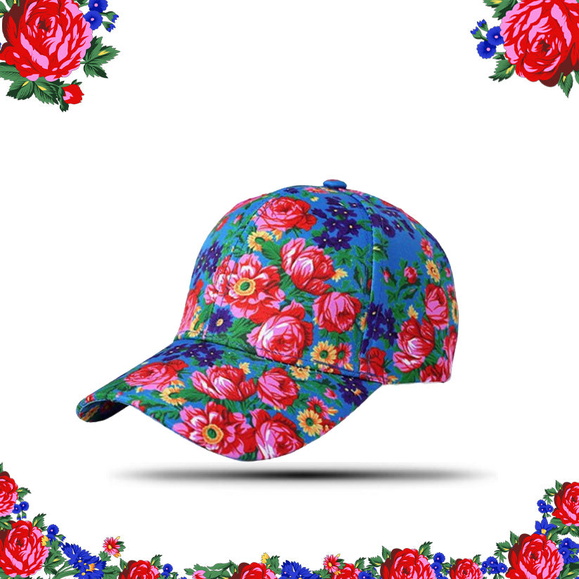 Gorra de béisbol con arte floral de Kokum