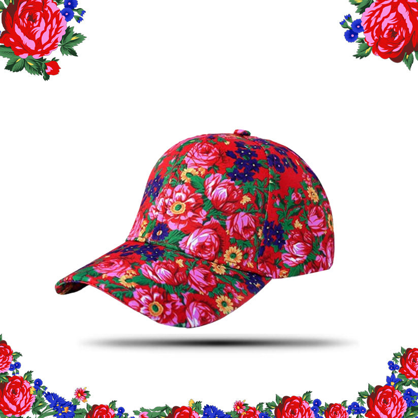 Gorra de béisbol con arte floral de Kokum