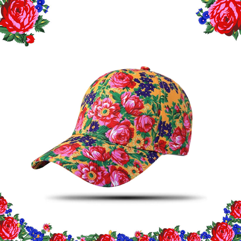 Gorra de béisbol con arte floral de Kokum