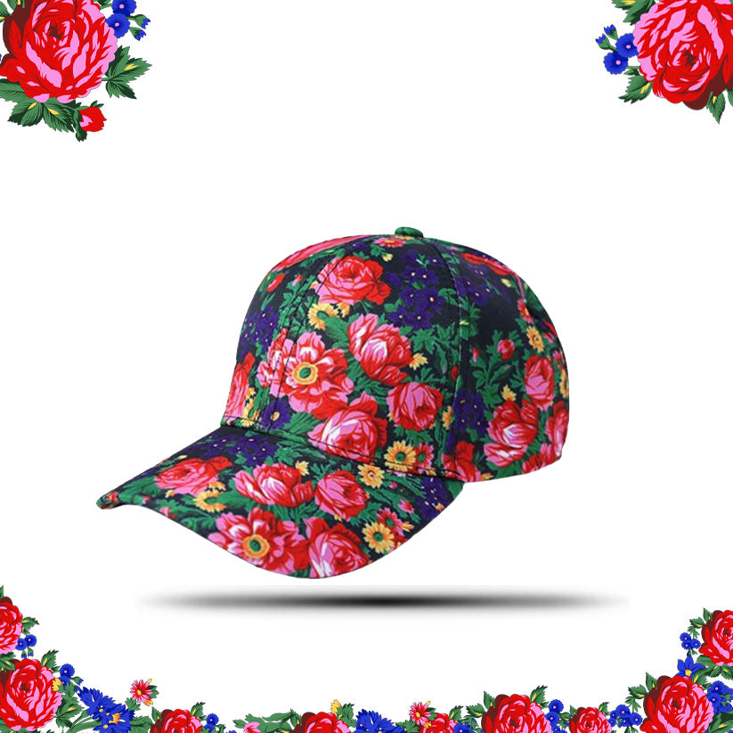 Gorra de béisbol con arte floral de Kokum