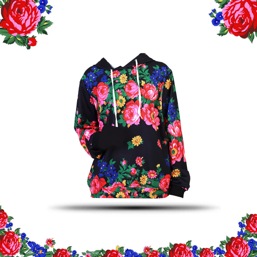 Sudadera con capucha de arte floral Kokum