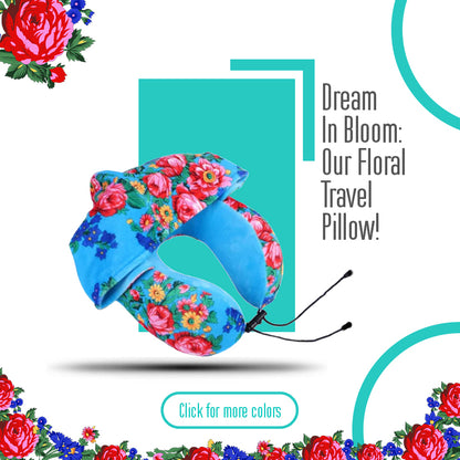 Kokum Floral Art Travel Pillow with Hood